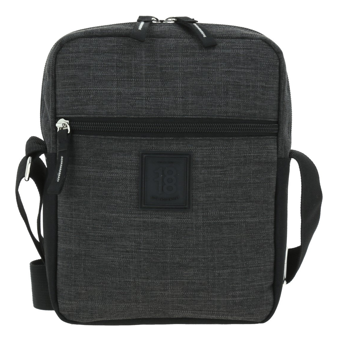 Crossbody Bandolera Grande Chenson 1818 Hop Para Hombre Acabado De Los Herrajes Níquel Color Negro Correa De Hombro Negro Diseño De La Tela Liso