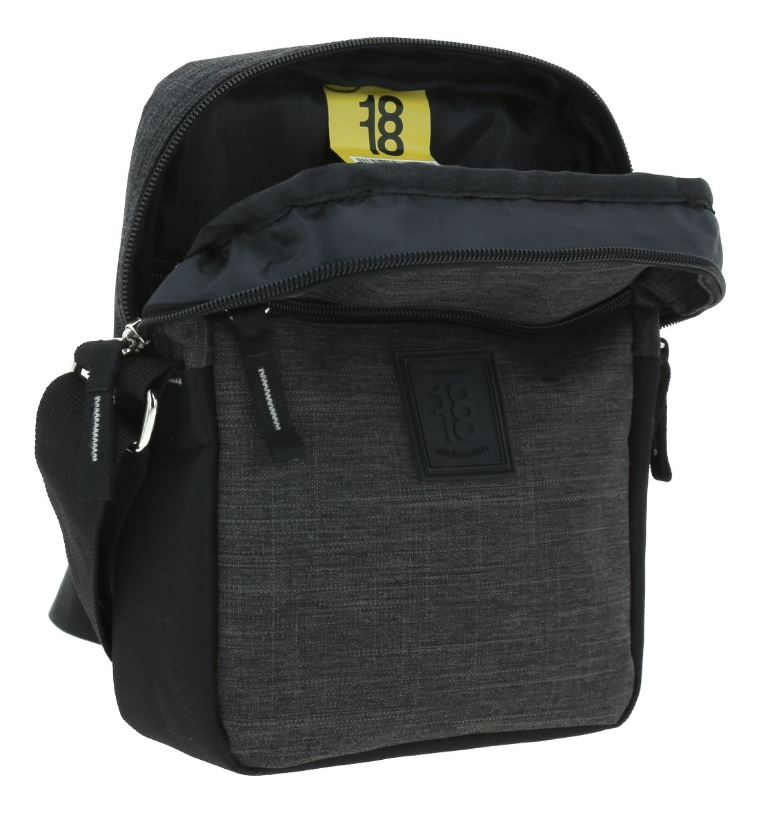 Crossbody Bandolera Grande Chenson 1818 Hop Para Hombre Acabado De Los Herrajes Níquel Color Negro Correa De Hombro Negro Diseño De La Tela Liso 4