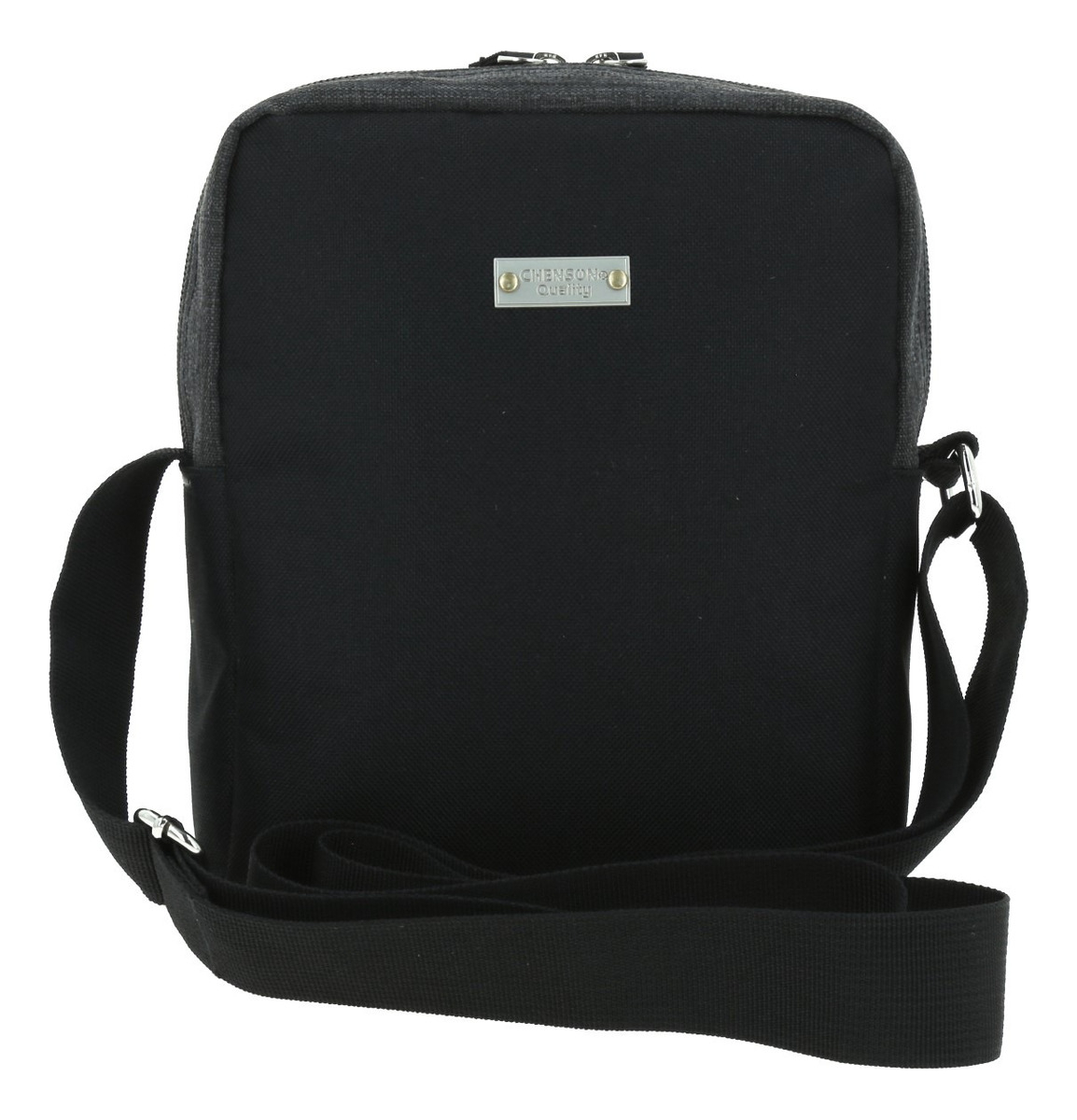 Crossbody Bandolera Grande Chenson 1818 Hop Para Hombre Acabado De Los Herrajes Níquel Color Negro Correa De Hombro Negro Diseño De La Tela Liso 5