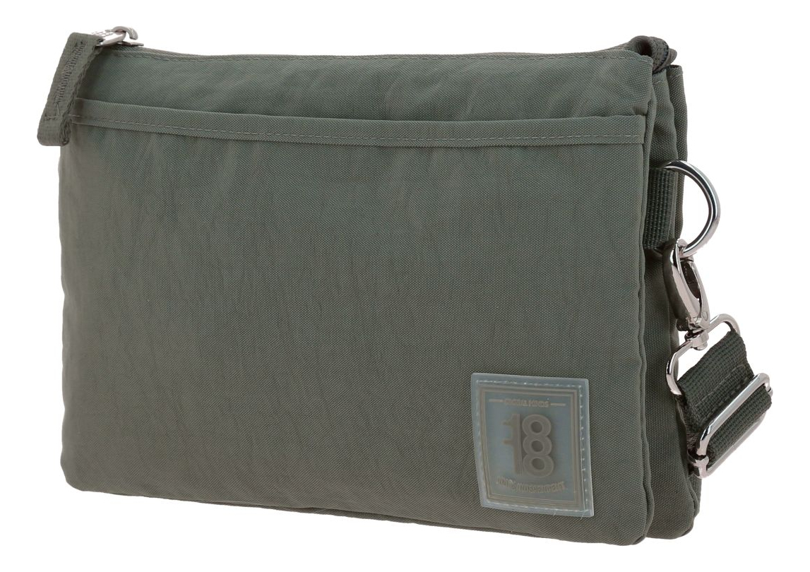Crossbody Bandolera Mediano Chenson 1818 Zilp Unisex Acabado De Los Herrajes Níquel Color Verde Correa De Hombro Verde Diseño De La Tela Lisa 2