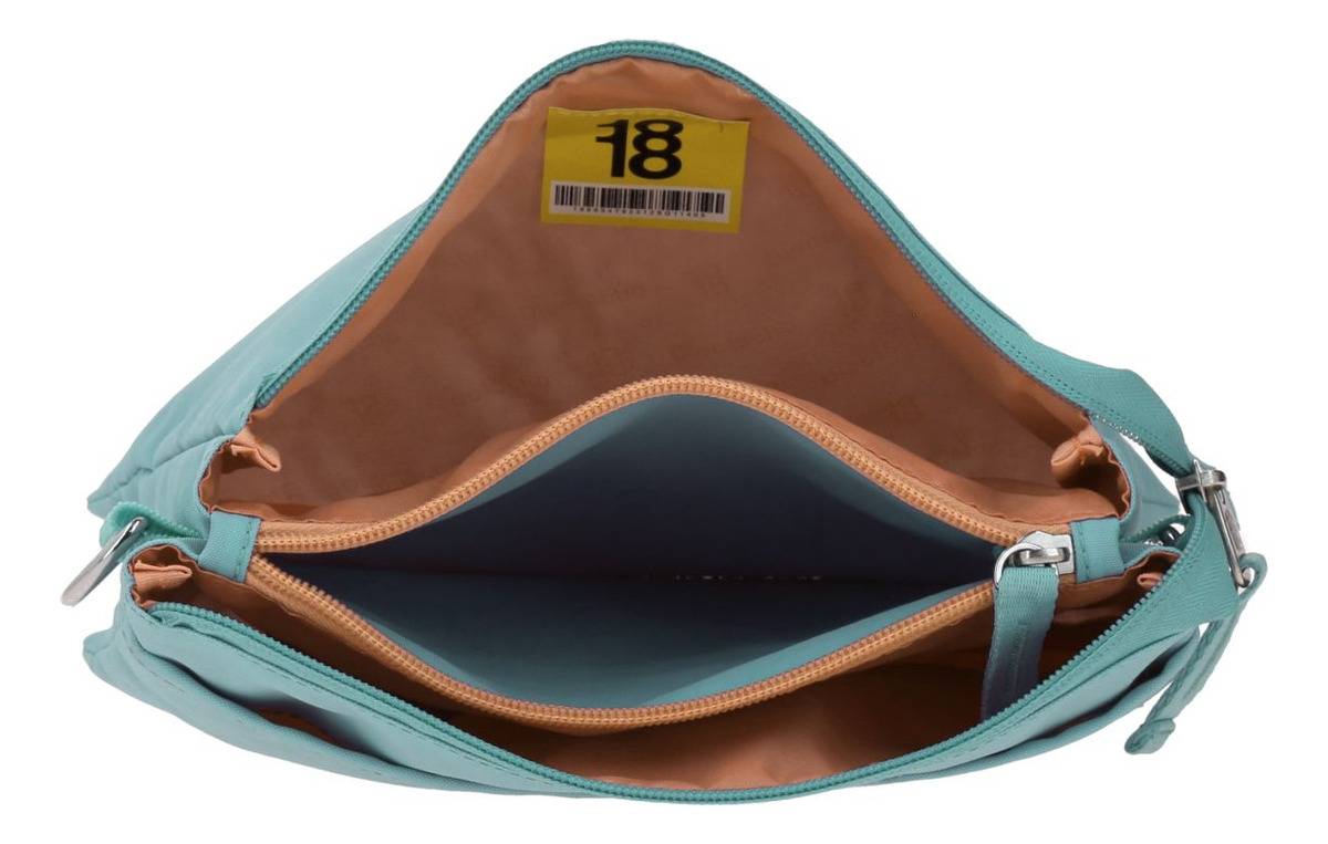 Crossbody Chenson 1818 Turquesa Zilp Impermeable 1866547-t Acabado De Los Herrajes Níquel Diseño De La Tela Lisa 3