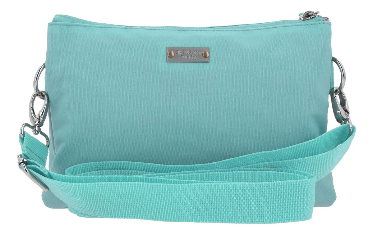 Crossbody Chenson 1818 Turquesa Zilp Impermeable 1866547-t Acabado De Los Herrajes Níquel Diseño De La Tela Lisa 4