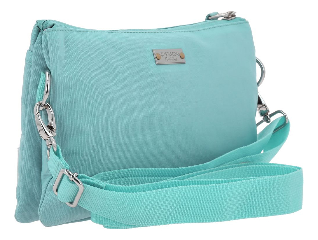 Crossbody Chenson 1818 Turquesa Zilp Impermeable 1866547-t Acabado De Los Herrajes Níquel Diseño De La Tela Lisa 5