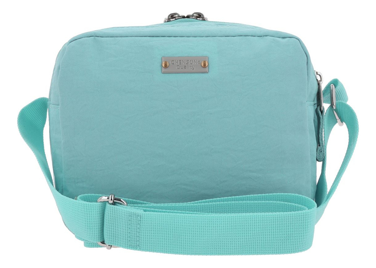 Crossbody Chenson 1818 Turquesa Zilp Impermeable 1866551-t Acabado De Los Herrajes Níquel Diseño De La Tela Liso 4