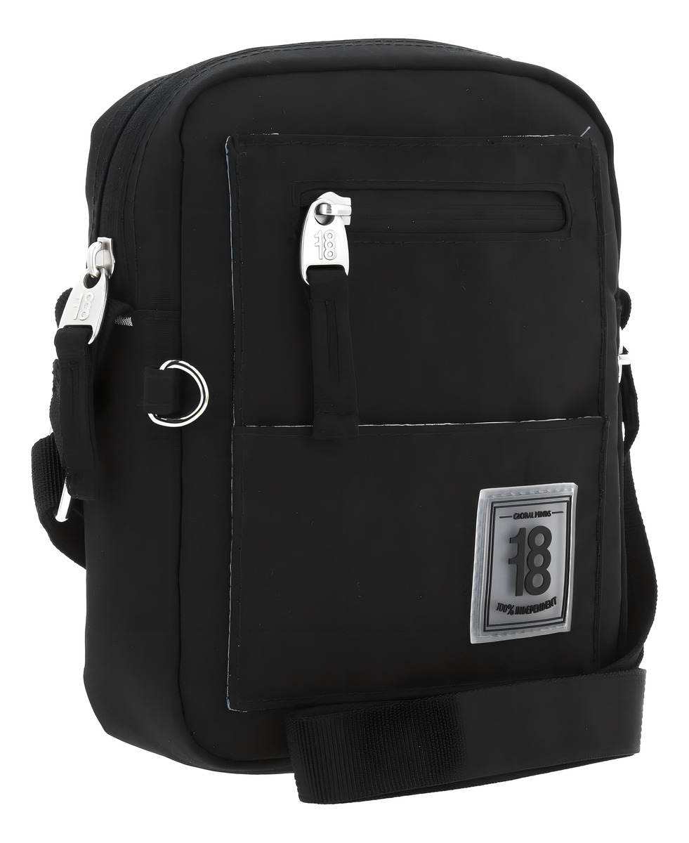 Crossbody Chico Chenson 1818 Zilp Color Negro Para Hombre Acabado De Los Herrajes Níquel Diseño De La Tela Lisa 2