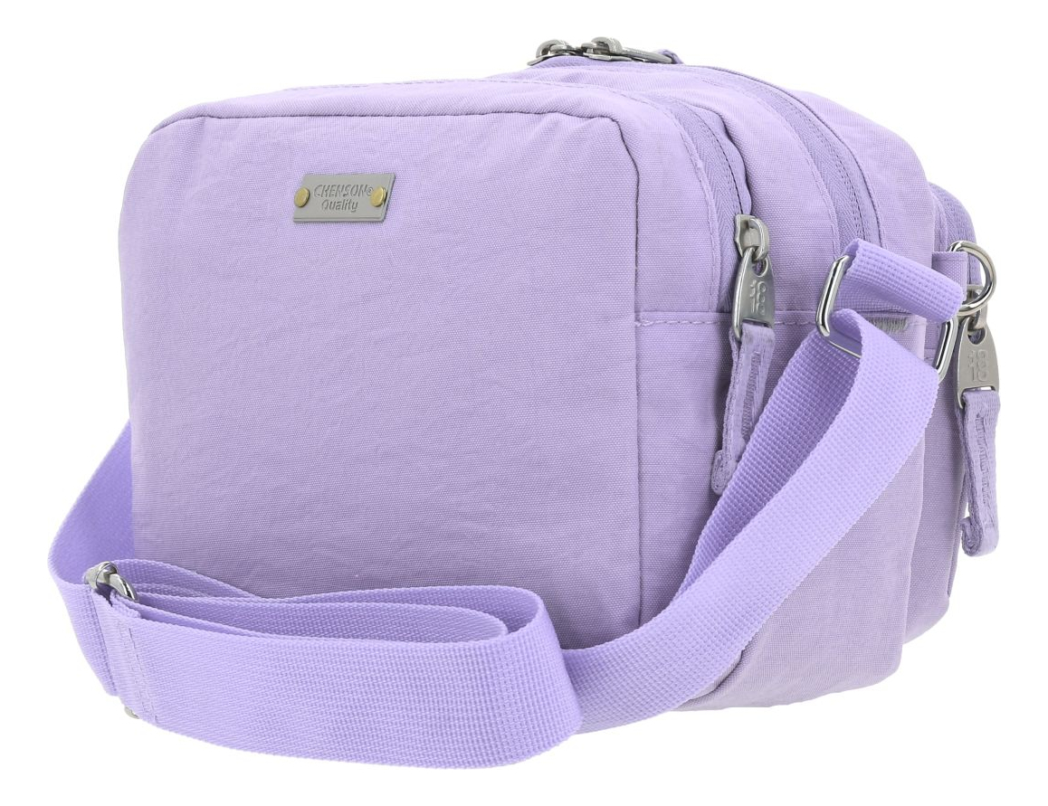 Crossbody Color Lila Zilp Impermeable 1866551-v Chenson 1818 Acabado De Los Herrajes Níquel Diseño De La Tela Lisa 4