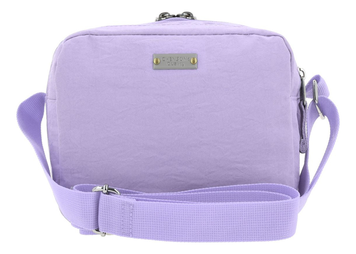 Crossbody Color Lila Zilp Impermeable 1866551-v Chenson 1818 Acabado De Los Herrajes Níquel Diseño De La Tela Lisa 5