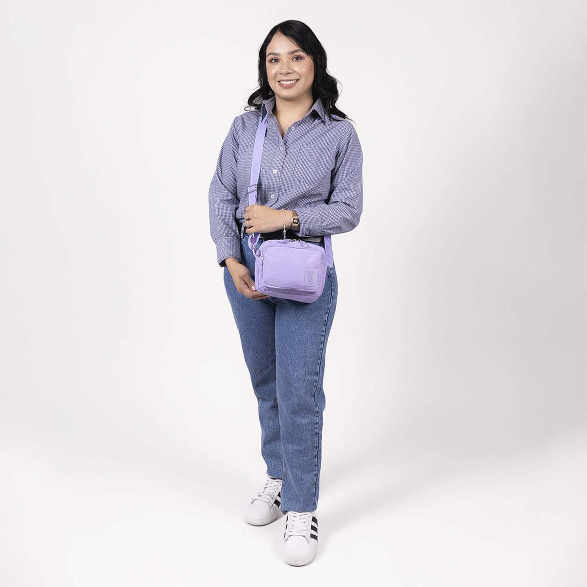 Crossbody Color Lila Zilp Impermeable 1866551-v Chenson 1818 Acabado De Los Herrajes Níquel Diseño De La Tela Lisa - vista 2