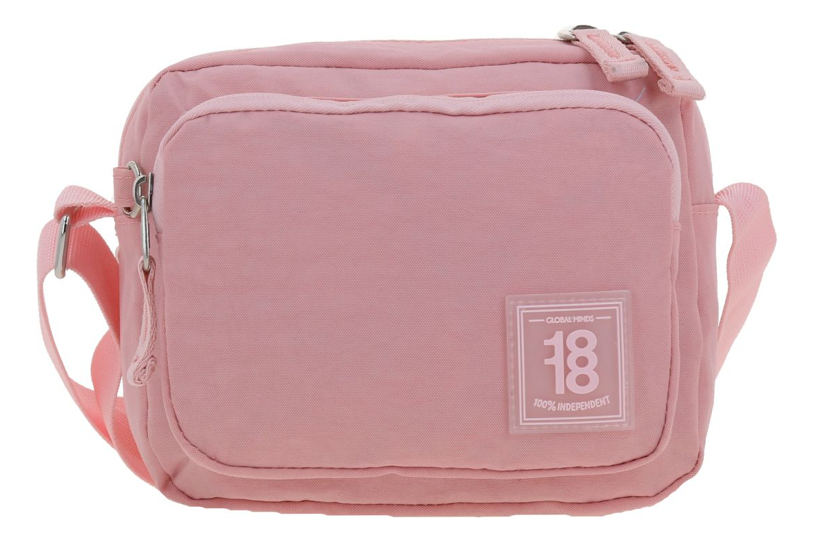 Crossbody Mediano Chenson 1818 Zilp Color Rosa Juvenil Acabado De Los Herrajes Níquel Diseño De La Tela Lisa
