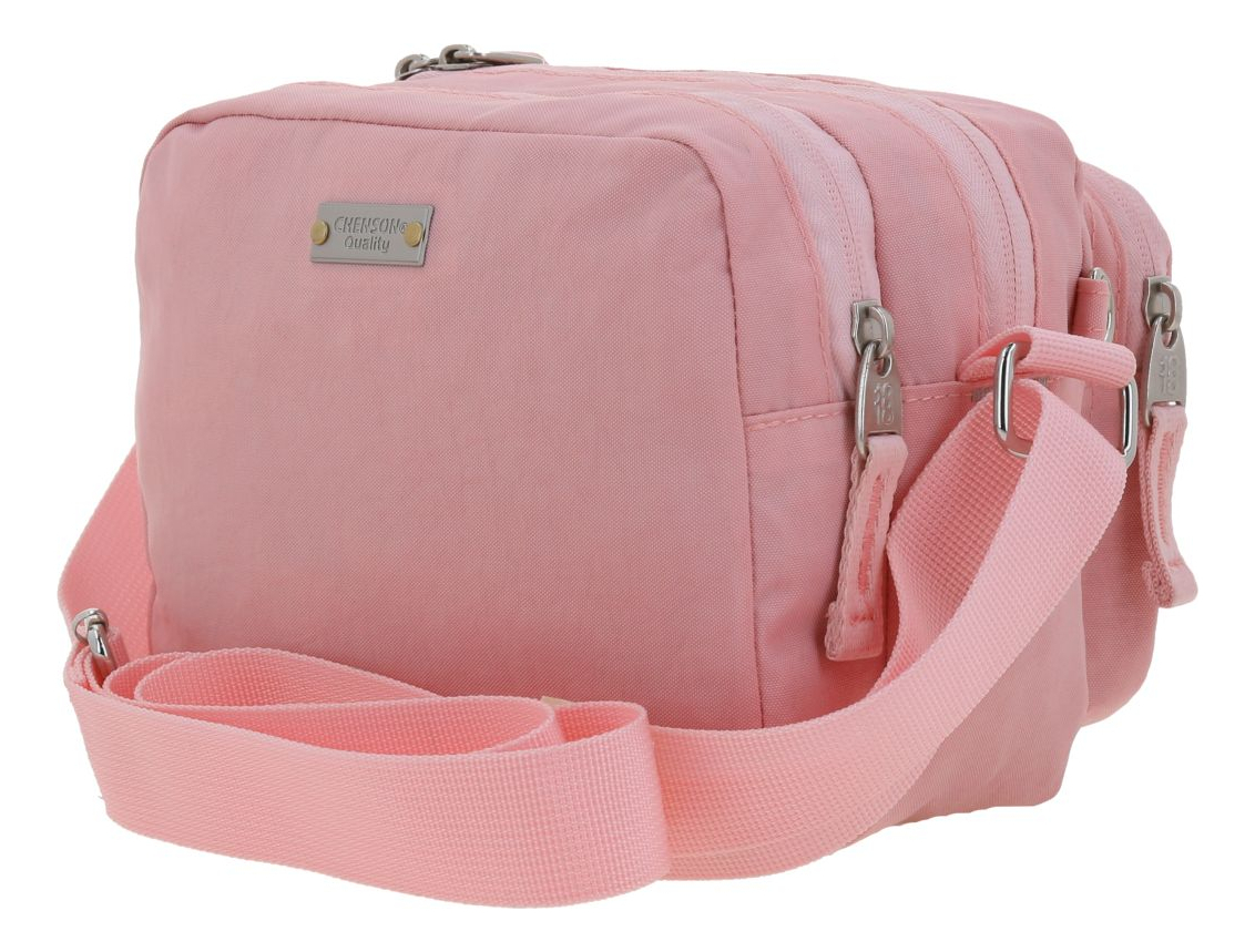 Crossbody Mediano Chenson 1818 Zilp Color Rosa Juvenil Acabado De Los Herrajes Níquel Diseño De La Tela Lisa 3