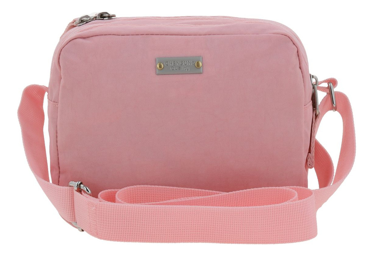 Crossbody Mediano Chenson 1818 Zilp Color Rosa Juvenil Acabado De Los Herrajes Níquel Diseño De La Tela Lisa 5