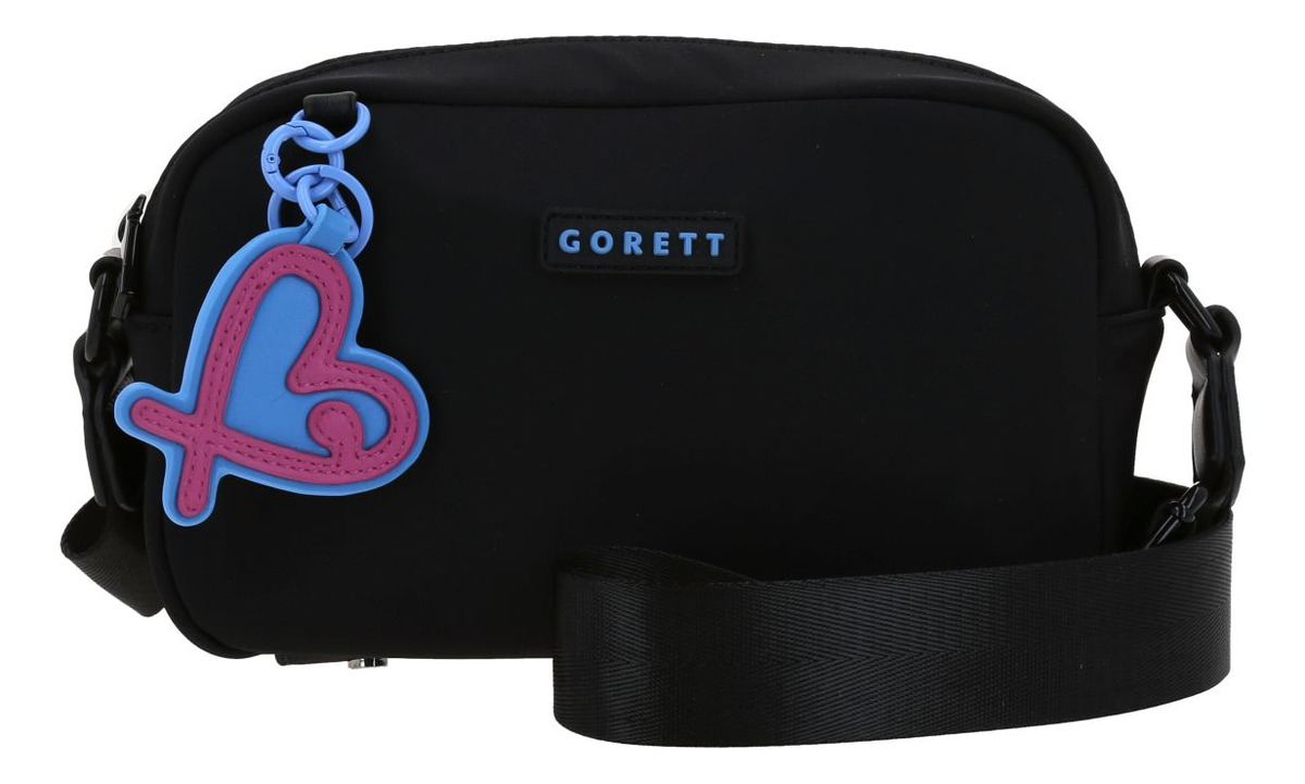 Crossbody Mediano Chenson Gorett Tay Para Dama Juvenil Acabado De Los Herrajes Níquel Color Negro Correa De Hombro Negro Diseño De La Tela Lisa