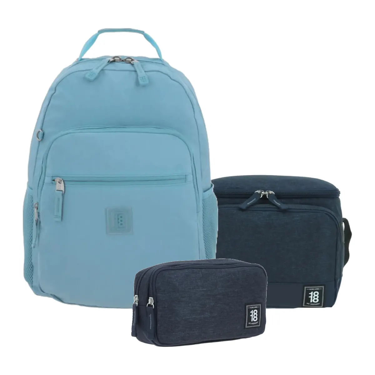 Kit Escolar 1818 by Chenson Azul (Mochila + Lonchera + Lapicera) | Juvenil - Modelo 1866543-034