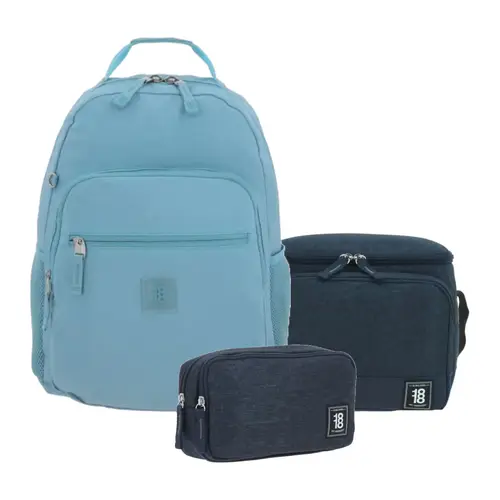 Kit Escolar 1818 by Chenson Azul (Mochila + Lonchera + Lapicera) | Juvenil - Modelo 1866543-034