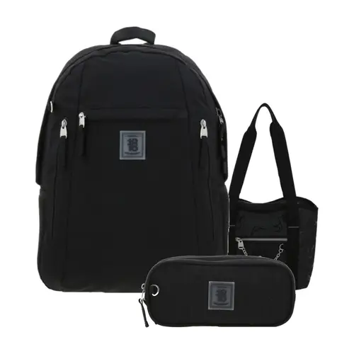 Kit Escolar 1818 by Chenson Negro (Mochila + Lonchera + Lapicera) | Juvenil - Modelo 1866544-494