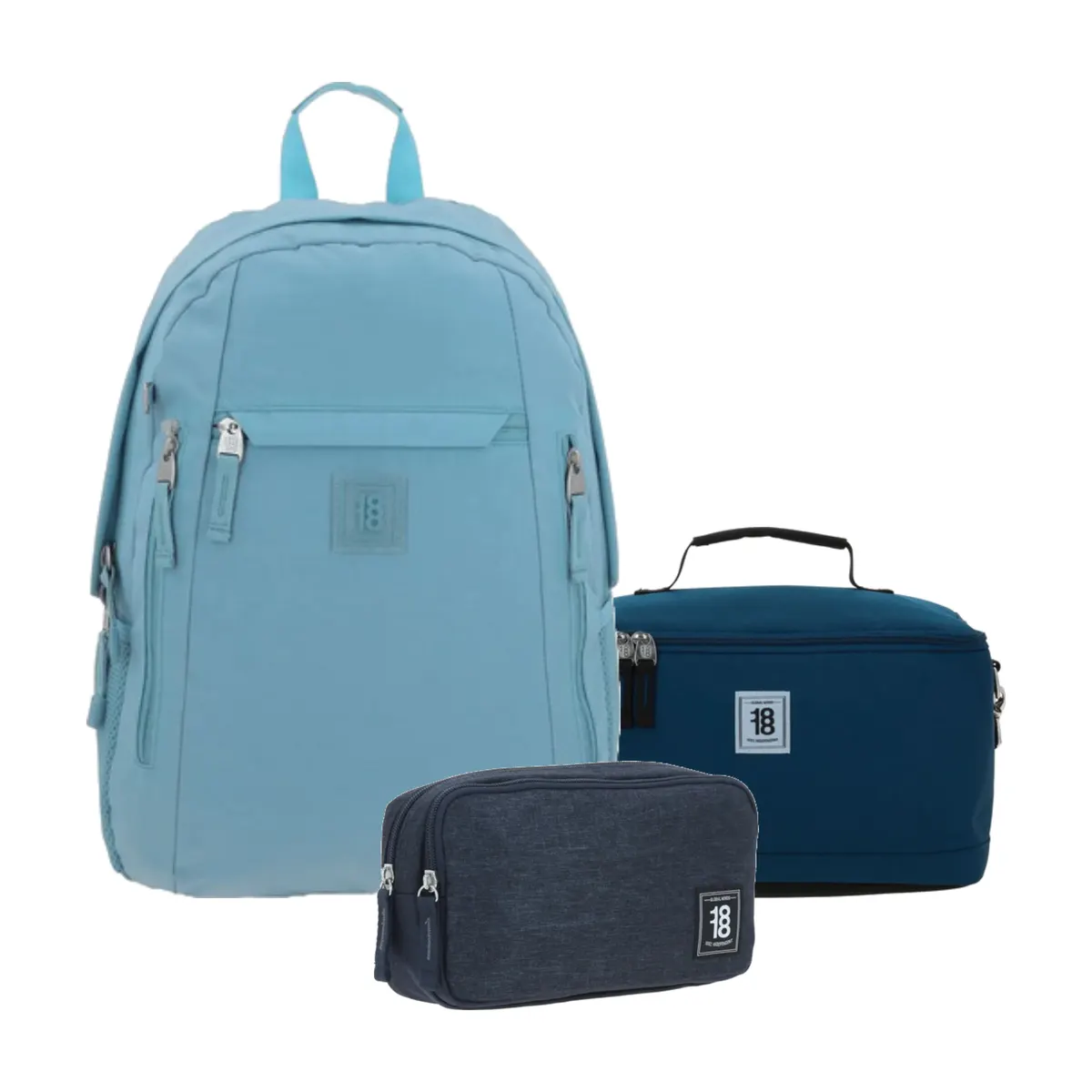 Kit Escolar 1818 by Chenson Azul (Mochila + Lonchera + Lapicera) | Juvenil - Modelo 1866544-034