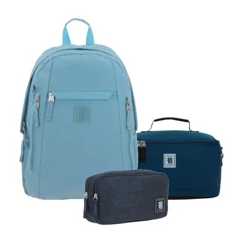 Kit Escolar 1818 by Chenson Azul (Mochila + Lonchera + Lapicera) | Juvenil - Modelo 1866544-034