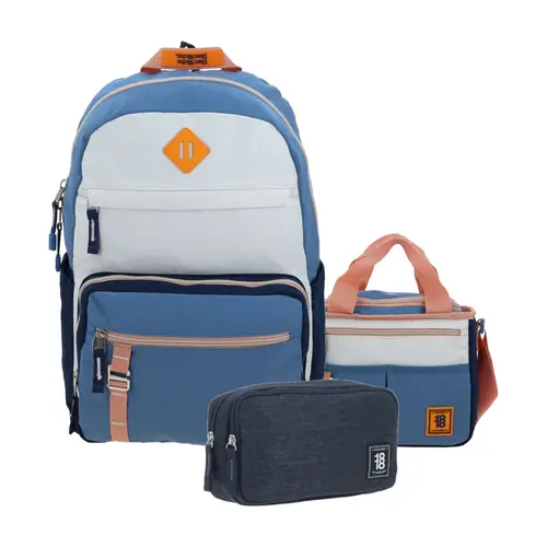 Kit Escolar 1818 by Chenson Azul (Mochila + Lonchera + Lapicera) | Juvenil - Modelo 1870917-918