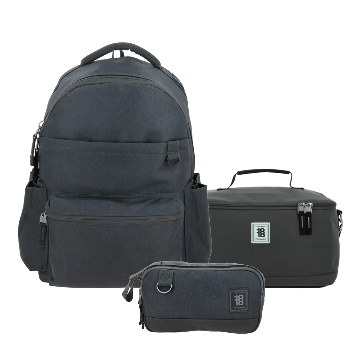 Kit Escolar 1818 by Chenson Gris (Mochila + Lonchera + Lapicera) | Juvenil - Modelo 1870920-137