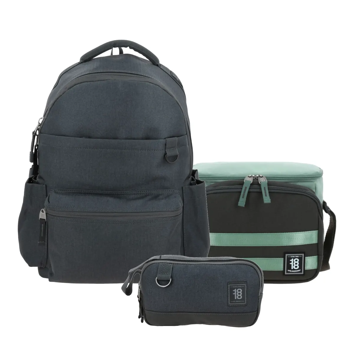 Kit Escolar 1818 by Chenson Gris (Mochila + Lonchera + Lapicera) | Juvenil - Modelo 1870920-186