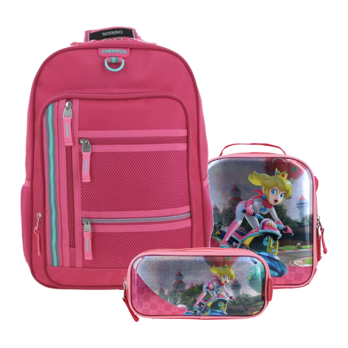 Kit Escolar Chenson Clásico Rosa (Mochila + Lonchera Mario Bros + Lapicera Mario Bros) | Secundaria