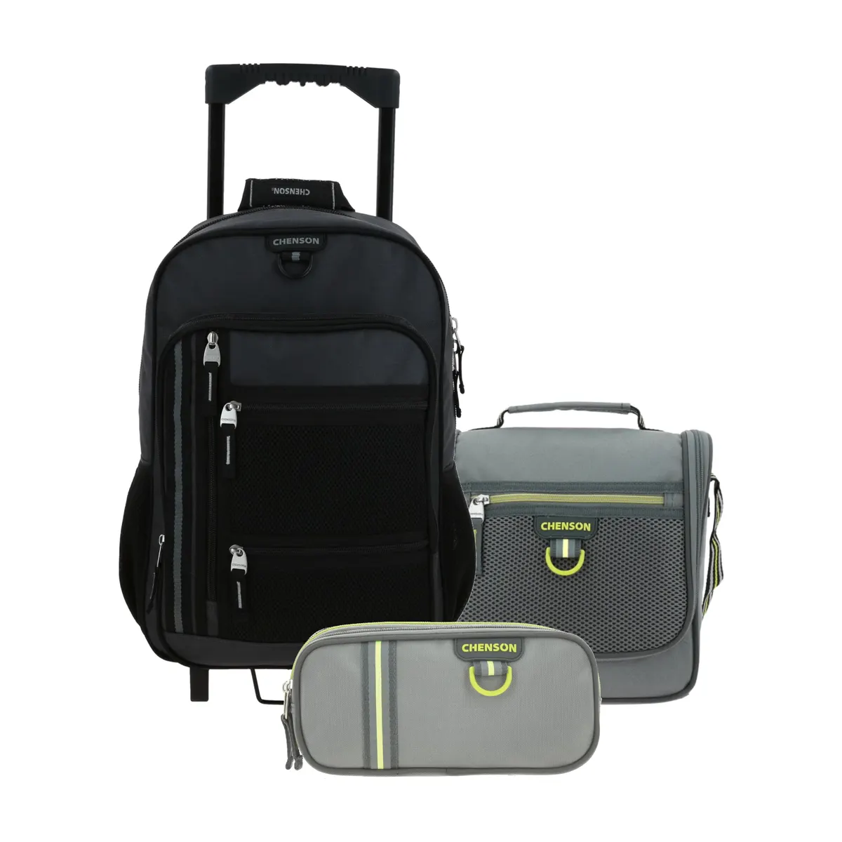 Kit Escolar Chenson Clásico Gris (Mochila con Ruedas + Lonchera + Lapicera) | Primaria - Modelo CH70933-492