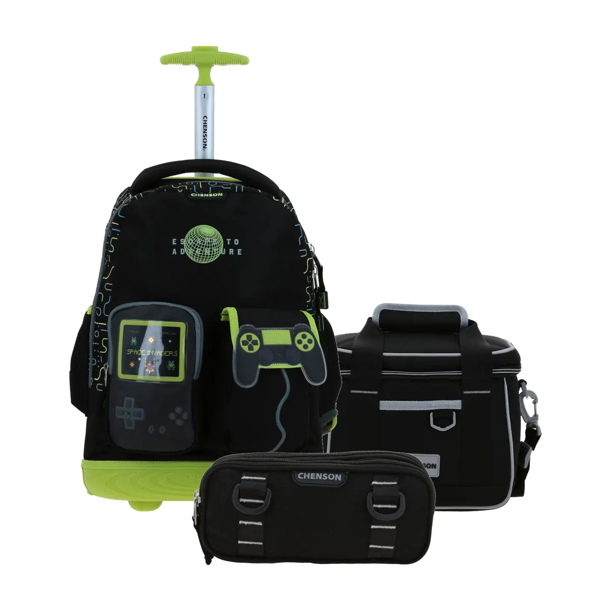 Kit Escolar Chenson Original Negro (Mochila con Ruedas + Lonchera + Lapicera) | Primaria - Modelo CO70800-935
