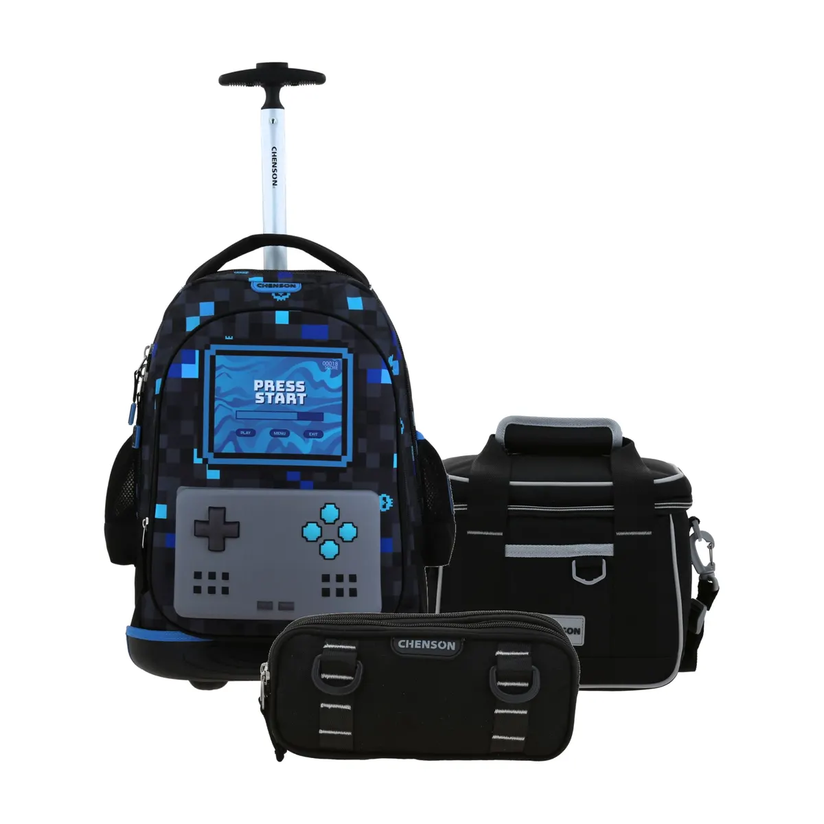 Kit Escolar Chenson Original Negro (Mochila con Ruedas + Lonchera + Lapicera) | Primaria - Modelo CO71213-935