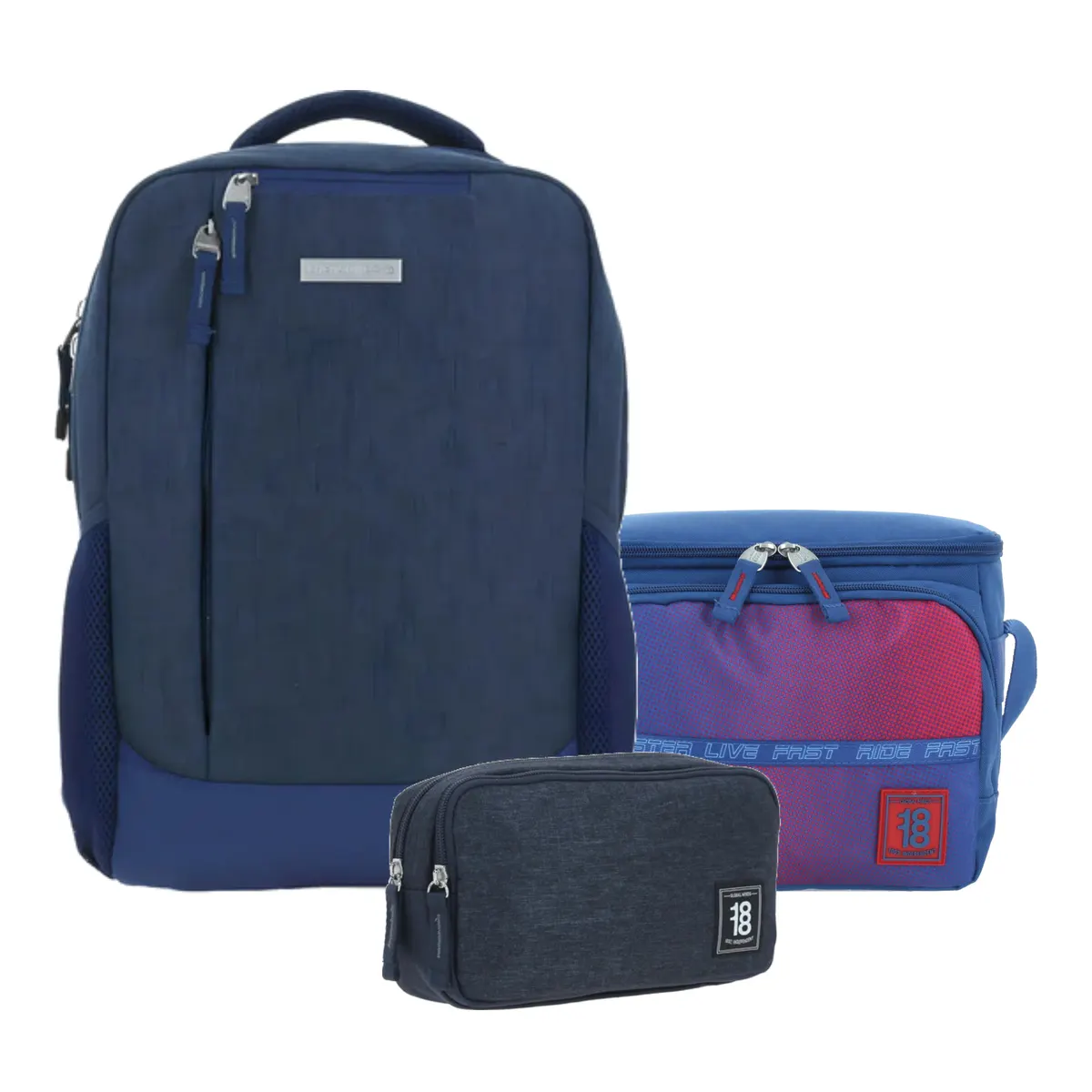Kit Chenson Pro Azul (Mochila + Lonchera 1818 + Lapicera 1818) | Secundaria y juvenil