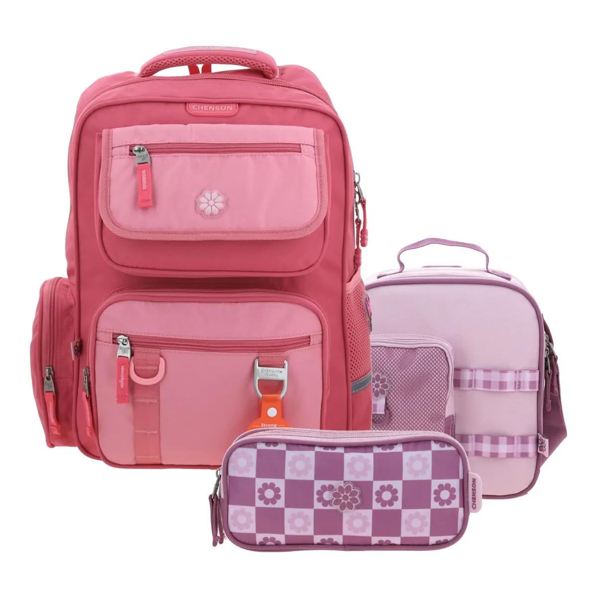 Kit Escolar Happy Girl by Chenson Rosa (Mochila + Lonchera + Lapicera) | Primaria - Modelo HG70914-898