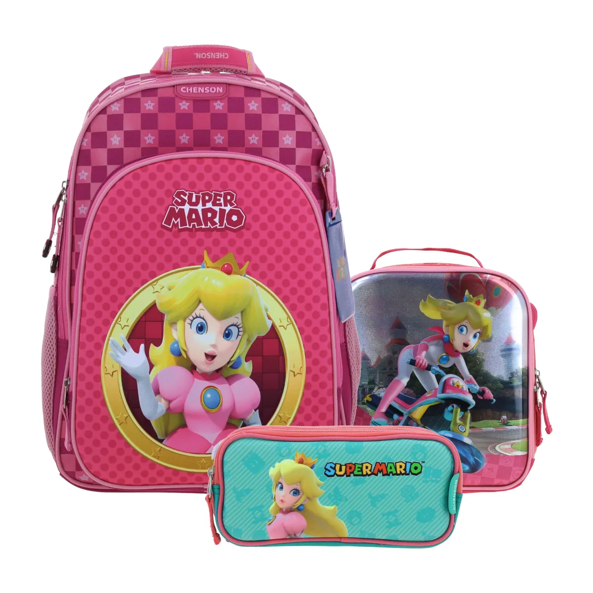 Kit Escolar Mario Bros by Chenson Rosa (Mochila + Lonchera + Lapicera) | Primaria - Modelo MB70733-277