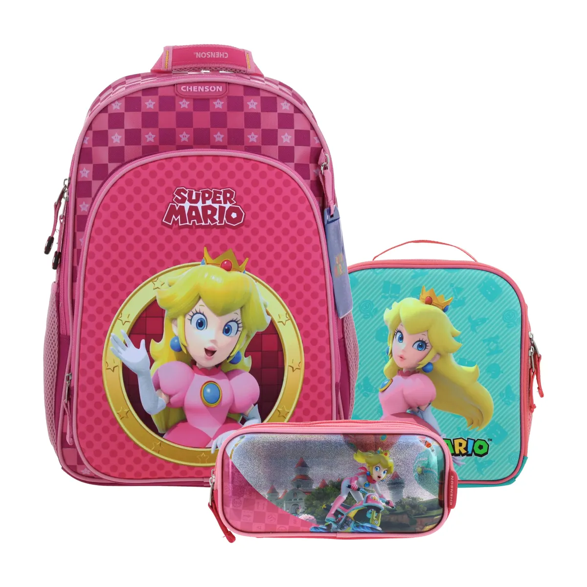 Kit Escolar Mario Bros by Chenson Rosa (Mochila + Lonchera + Lapicera) | Primaria - Modelo MB70733-350