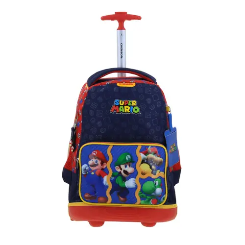 Mochila con Ruedas Mario Bros Roja Primaria Chenson