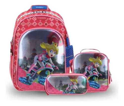 Kit Escolar Mario Bros by Chenson (Mochila + Lonchera + Lapicera) infantil