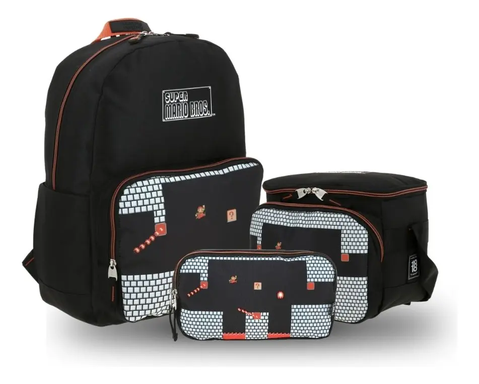 Kit Escolar Mario Bros by Chenson (Mochila + Lonchera + Lapicera) infantil