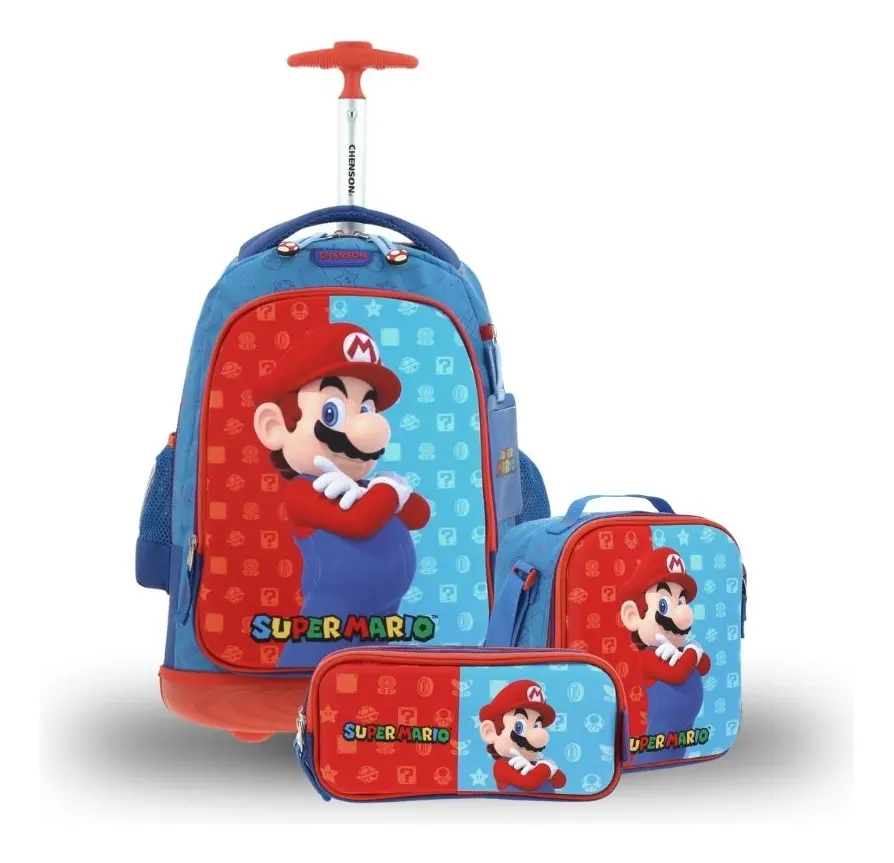 Kit Escolar Mario Bros by Chenson (Mochila + Lonchera + Lapicera) infantil