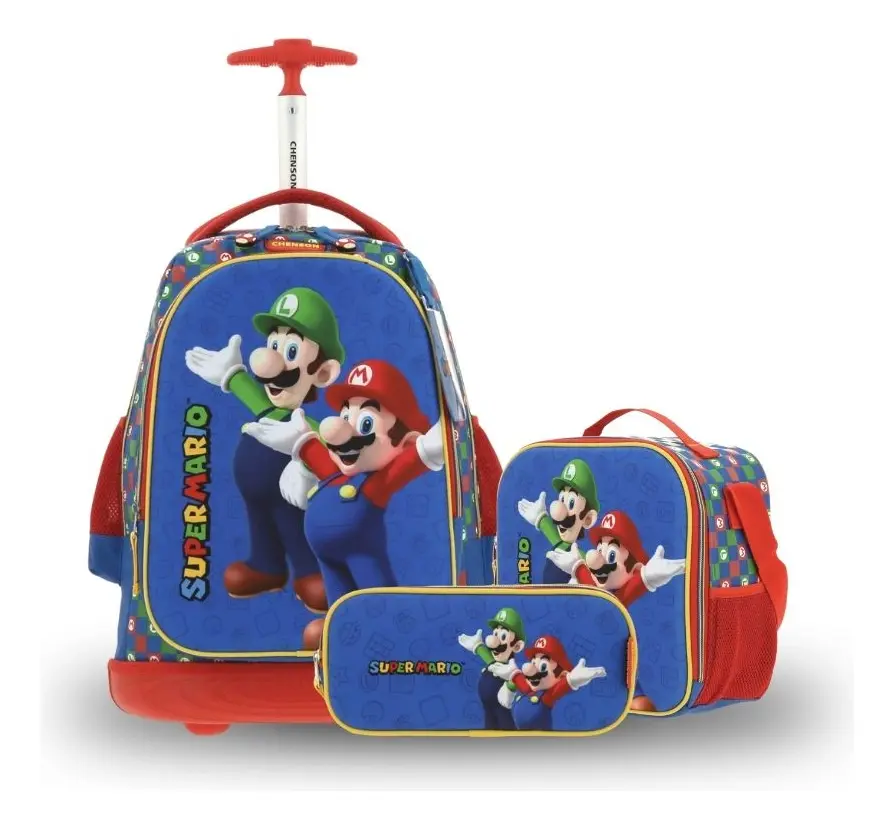 Kit Escolar Mario Bros by Chenson (Mochila + Lonchera + Lapicera) infantil