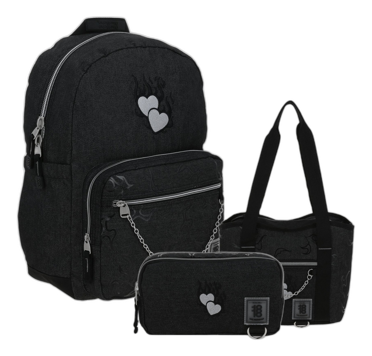 Kit De Mochila Lonchera Y Lapicera Chenson 1818 Nina Color Negro