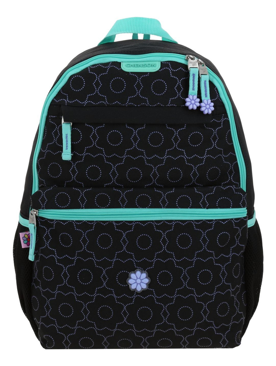 Kit Escolar Chenson Happy Girl Cienta Mochila Lonchera Y Lapicera Negro Y Azul Primaria 2