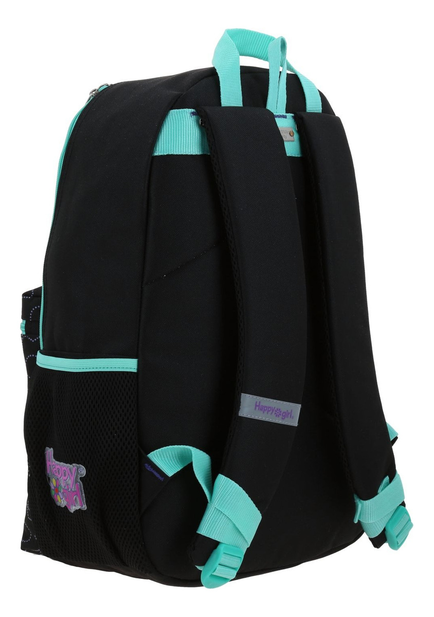 Kit Escolar Chenson Happy Girl Cienta Mochila Lonchera Y Lapicera Negro Y Azul Primaria 3