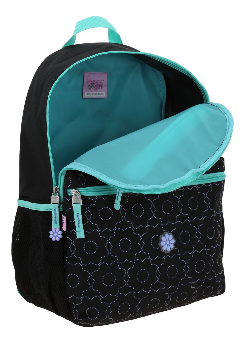 Kit Escolar Chenson Happy Girl Cienta Mochila Lonchera Y Lapicera Negro Y Azul Primaria 4