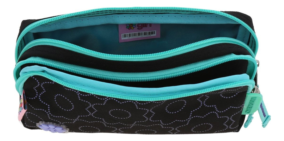 Kit Escolar Chenson Happy Girl Cienta Mochila Lonchera Y Lapicera Negro Y Azul Primaria - vista 2