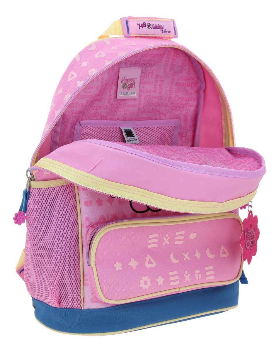 Kit Escolar Chenson Happy Girl Mochila Lapicera Lonchera Color Rosa Primaria 4