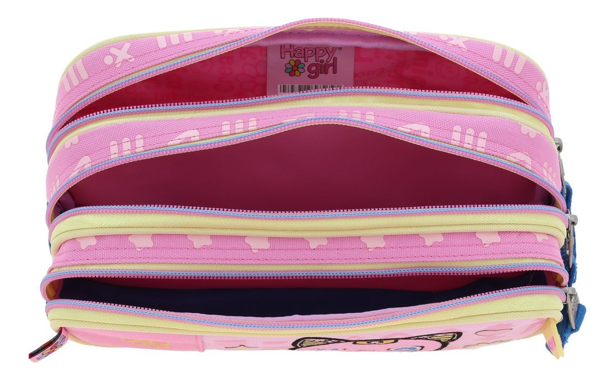 Kit Escolar Chenson Happy Girl Mochila Lapicera Lonchera Color Rosa Primaria - vista 2
