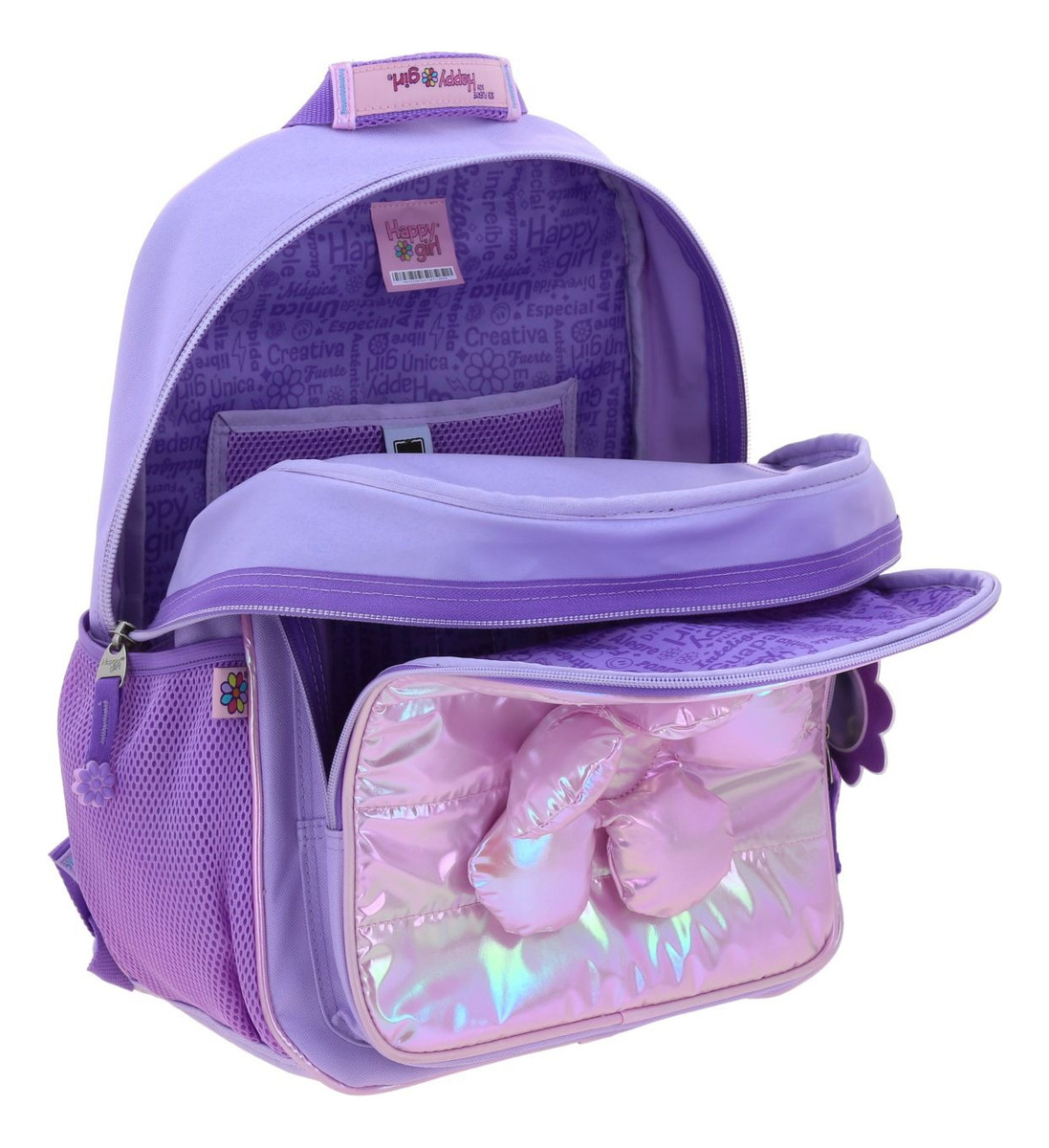 Kit Escolar Chenson Happy Girl Mochila Lapicera Y Lonchera Primaria Color Violeta 4