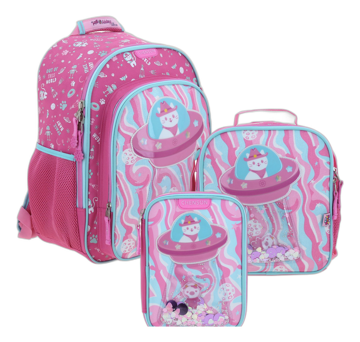 Kit Escolar Chenson Mochila Lonchera Y Lapicera Happy Girl Ajua Color Rosa Niñas