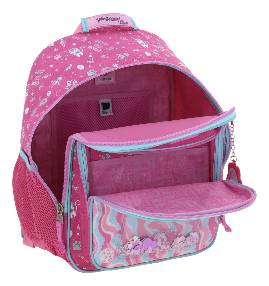 Kit Escolar Chenson Mochila Lonchera Y Lapicera Happy Girl Ajua Color Rosa Niñas 4