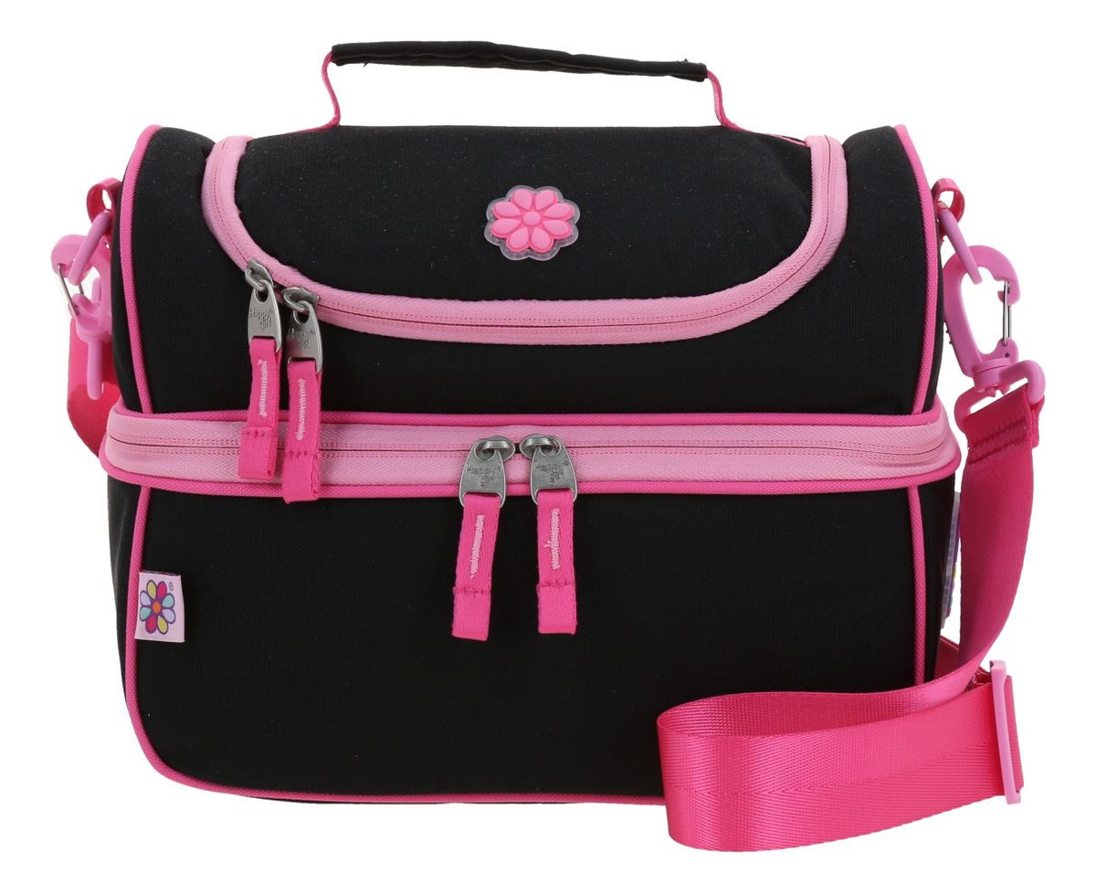 Kit Escolar Chenson Original Mochila Lonchera Y Lapicera Strong Color Negro Y Fucsia 5