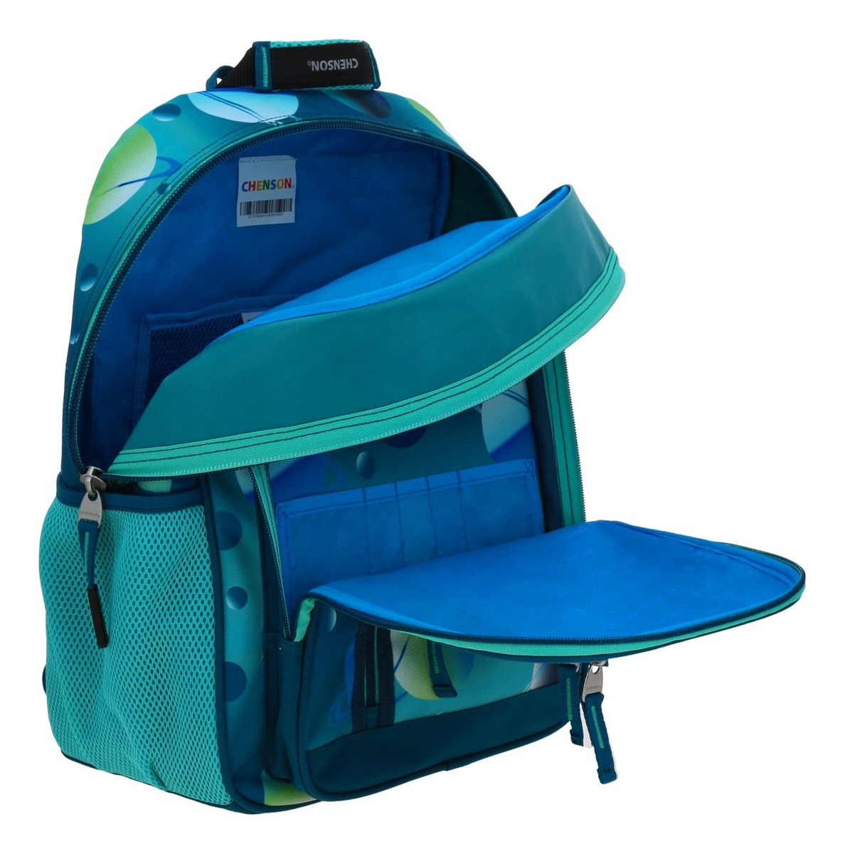 Kit Escolar Mochila Lapicera Y Lonchera Chenson Original Anter Azul 4