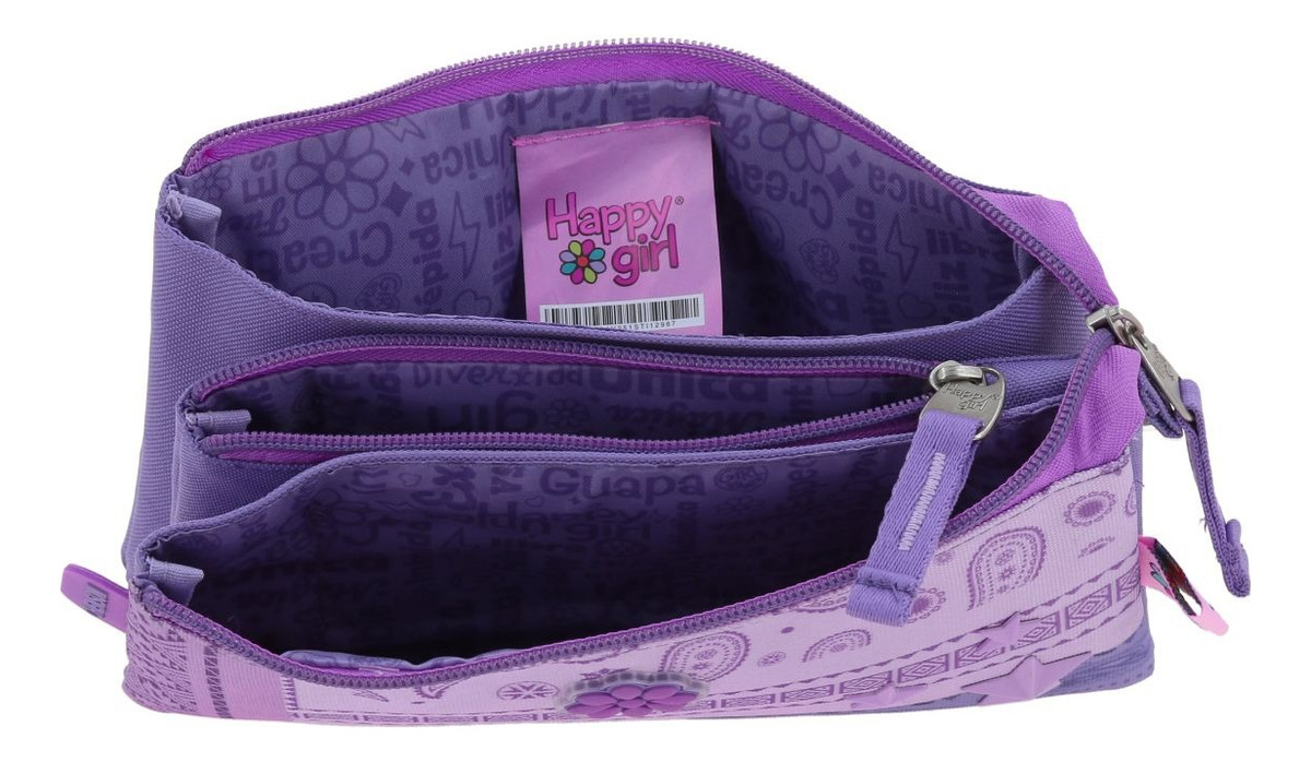 Kit Escolar Mochila Lonchera Y Lapicera Happy Girl Cowli Primaria Violeta - vista 2